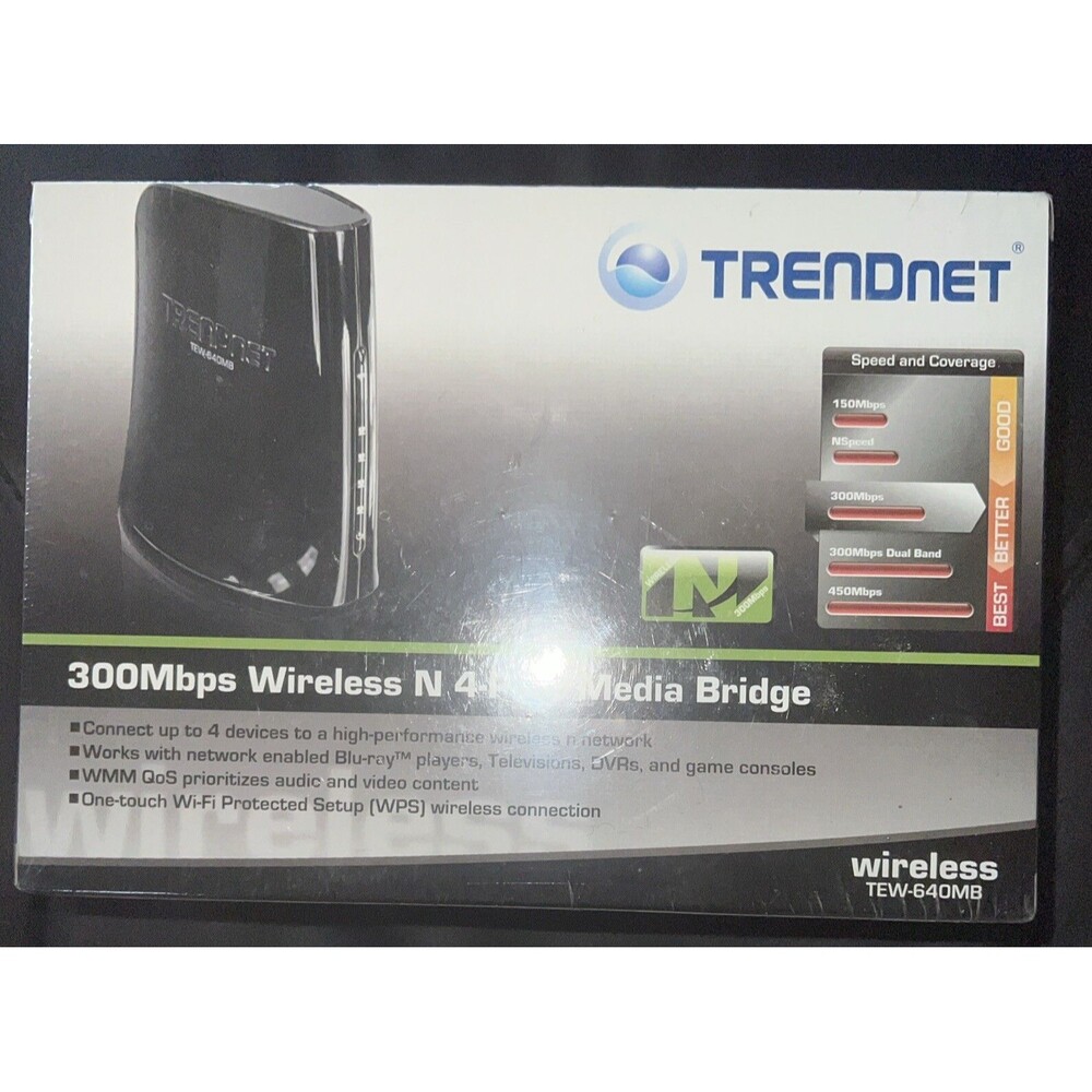 Wireless Media Bridge TRENDnet N300 4-Port, TEW-640MB Sealed